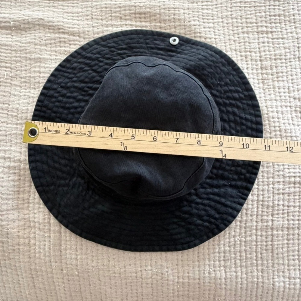 Ganni Bucket Hat Women M/L Black Embroidered Logo‎ Cotton Twill Outdoor Beach - Picture 5 of 10